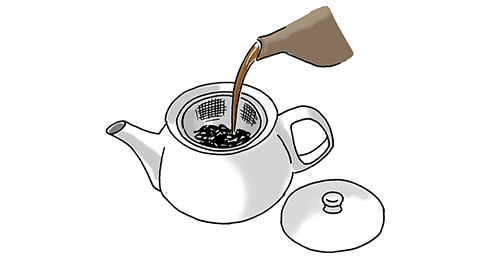 黒豆茶。大豆の一種である黒豆は、食物繊維やリノール酸を含んでいます